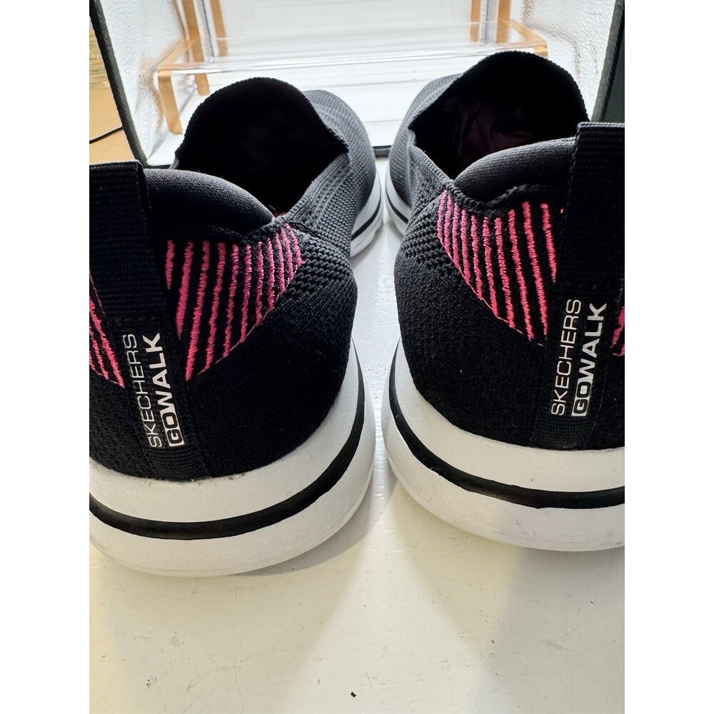 SKECHERS GO WALK Women’s Black Pink White Mesh Slip-On Cushioned Walking Sneaker - Picture 7 of 7